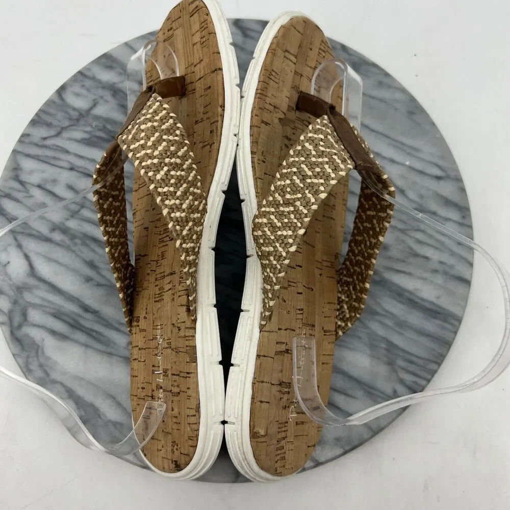 Pete Huntington Flip Flop Mens 10 Thong Sandals Woven Strap Cork Footbed New